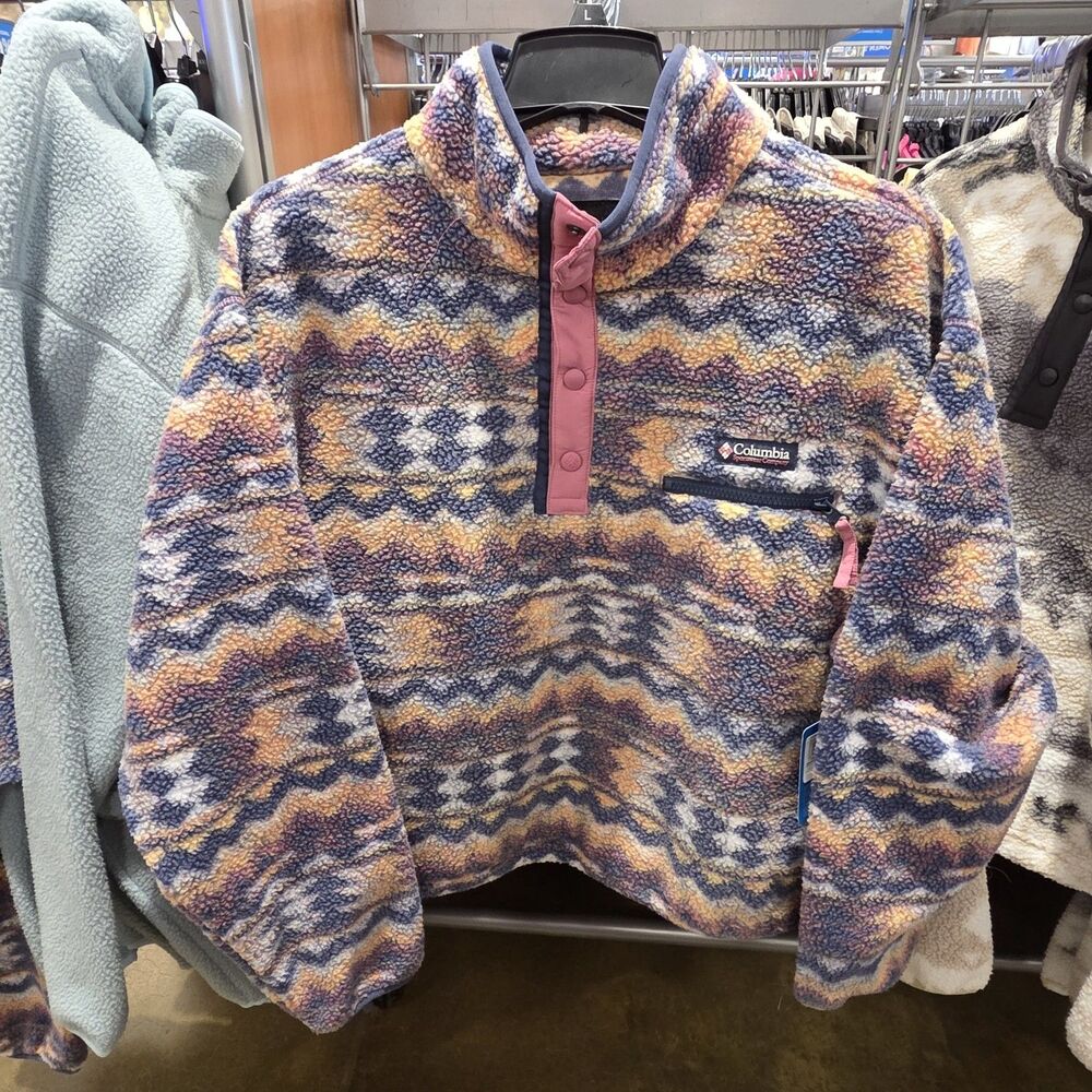 Columbia Helvitia II Cropped Jacket Sherpa Southwestern Aztec Snap Women's 3XL